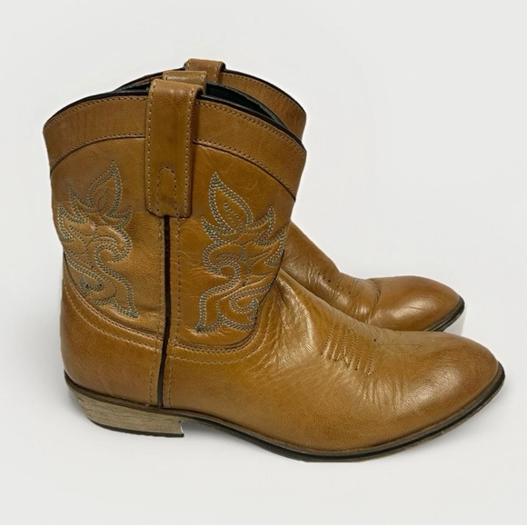 Dingo Western Boots Women 9 Willie Short Tan Leather Round Toe Cowboy Comfort - Picture 1 of 16
